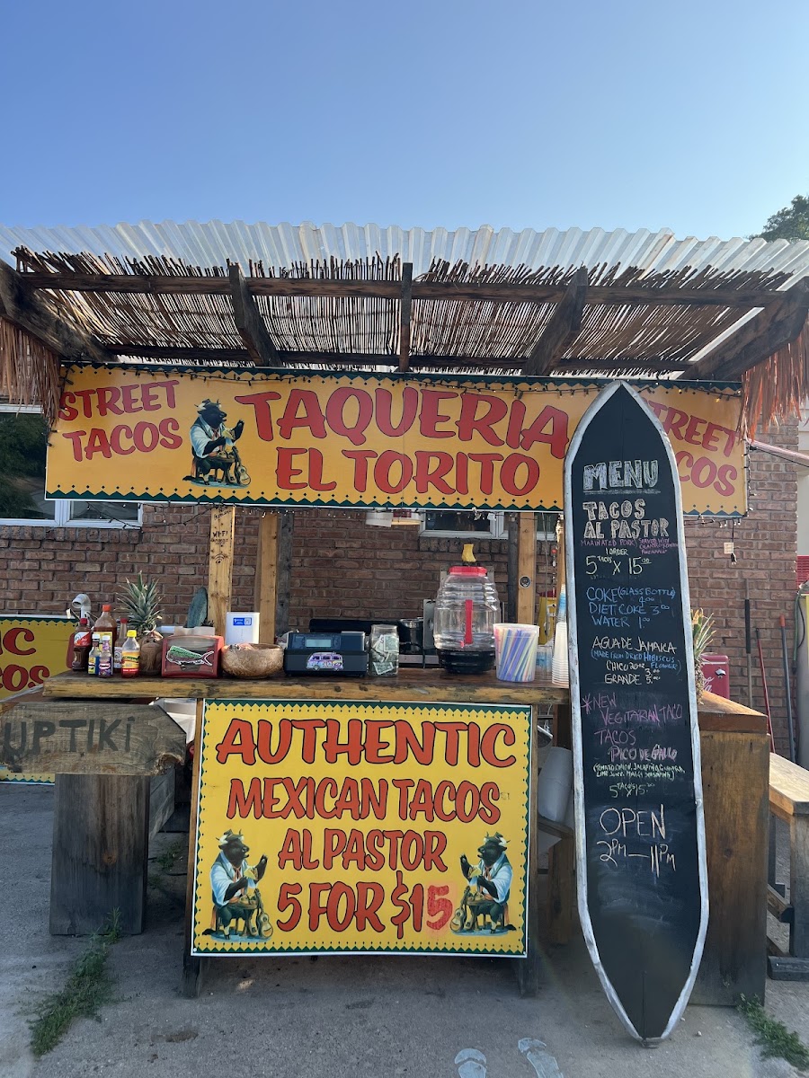 Al pastor Mexican Street tacos menu board