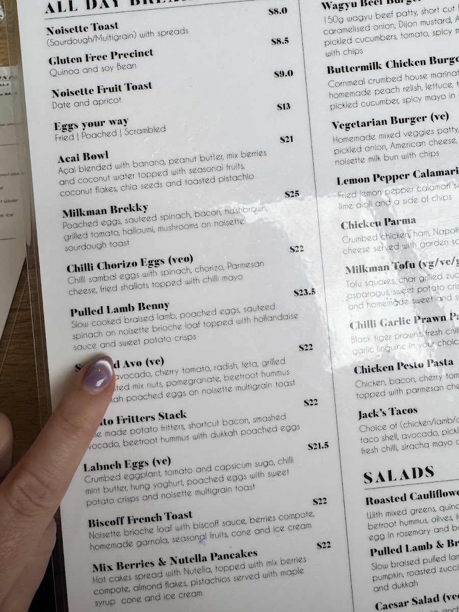 JACK THE MILKMAN menu board