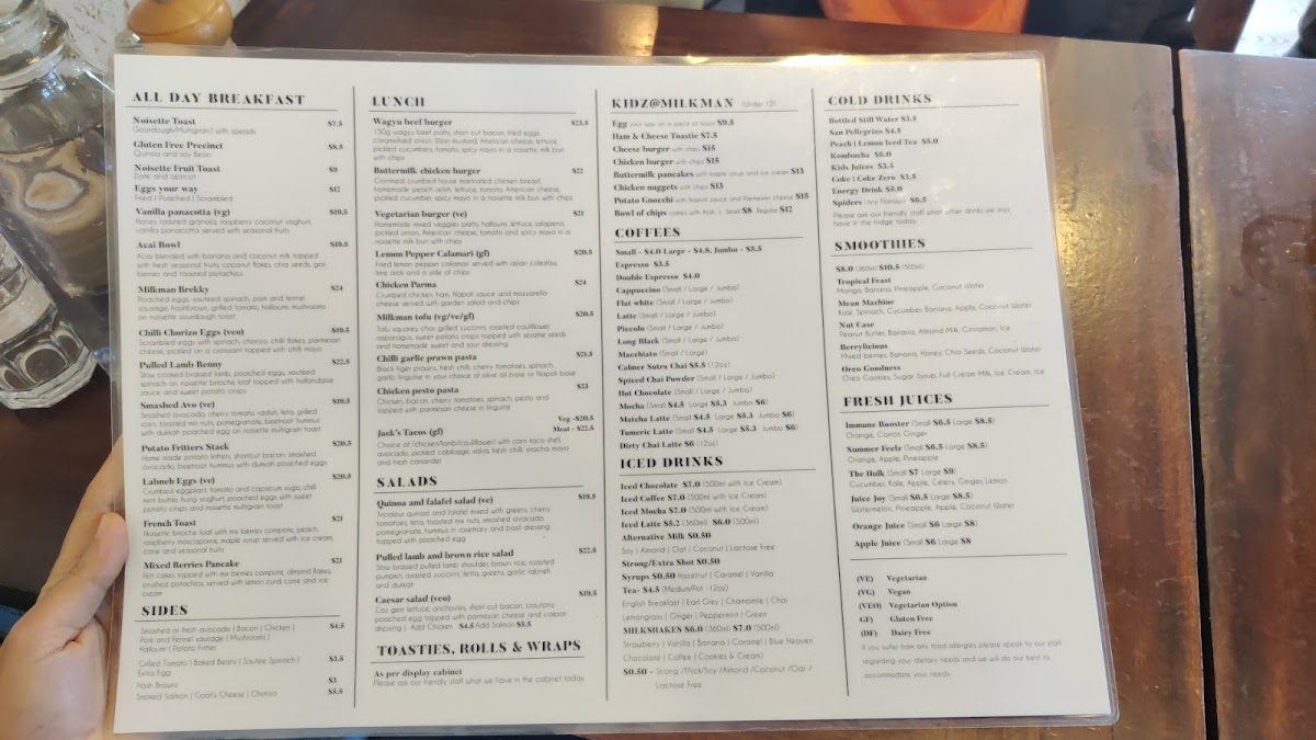 JACK THE MILKMAN menu board