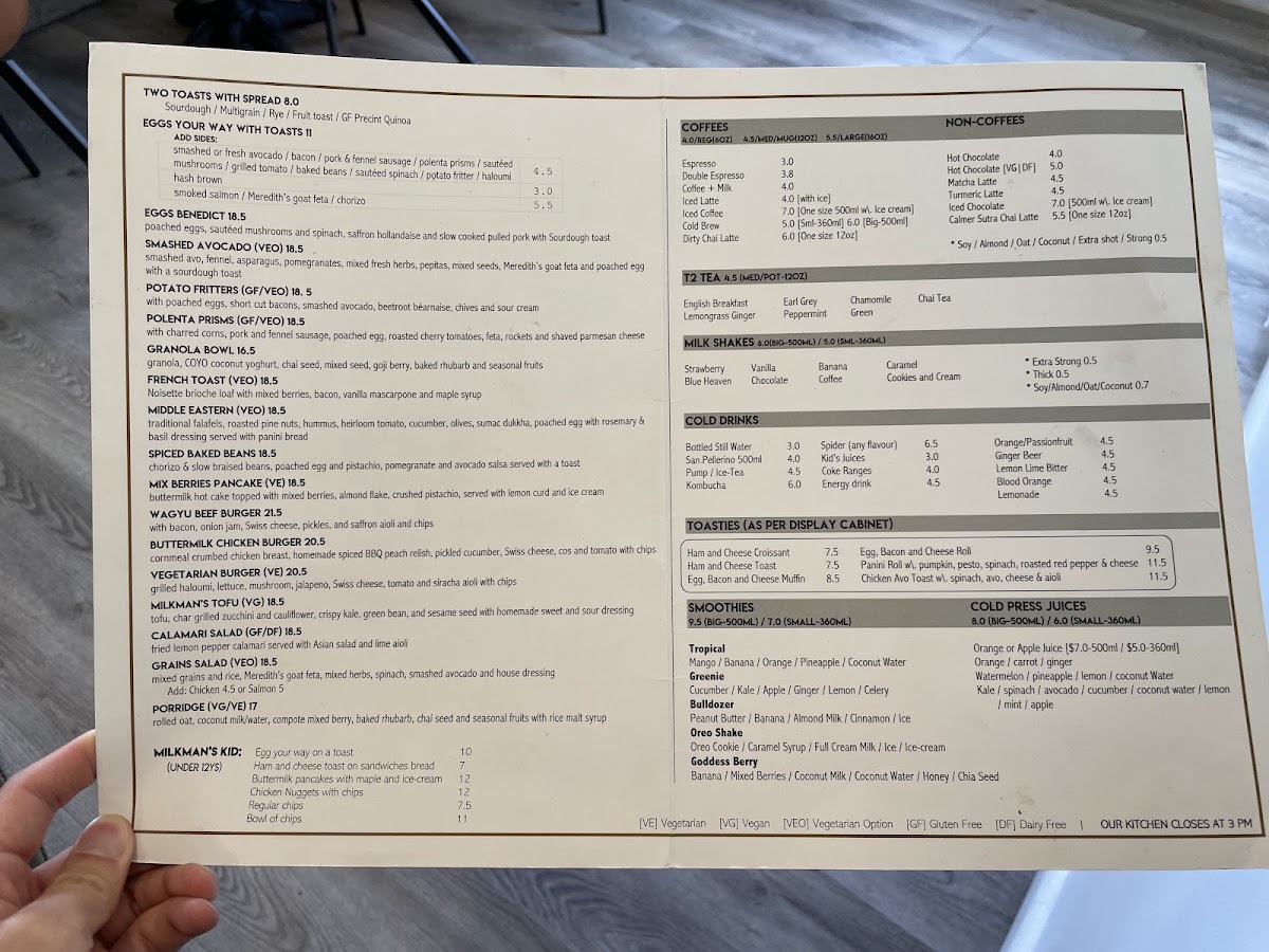 JACK THE MILKMAN menu board
