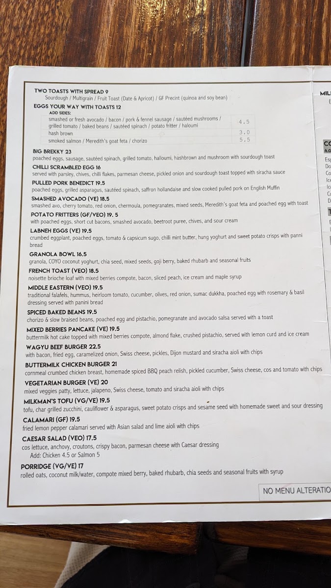 JACK THE MILKMAN menu board