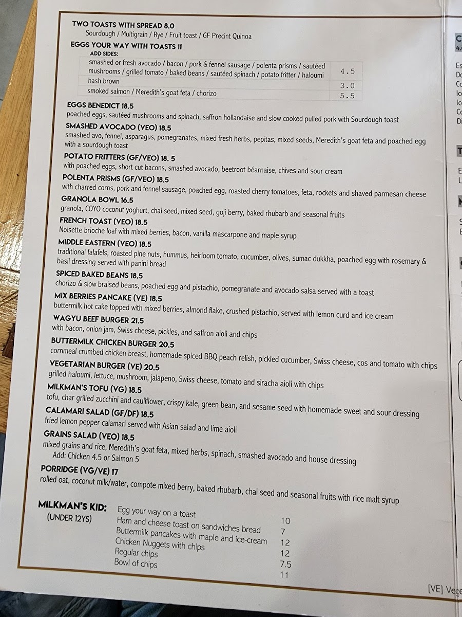 JACK THE MILKMAN menu board