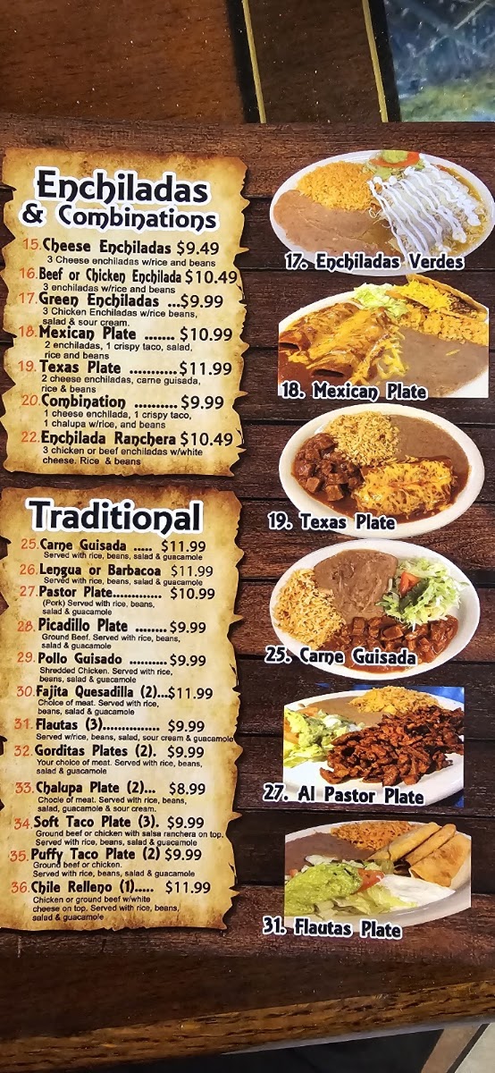 Taqueria San Juan menu board