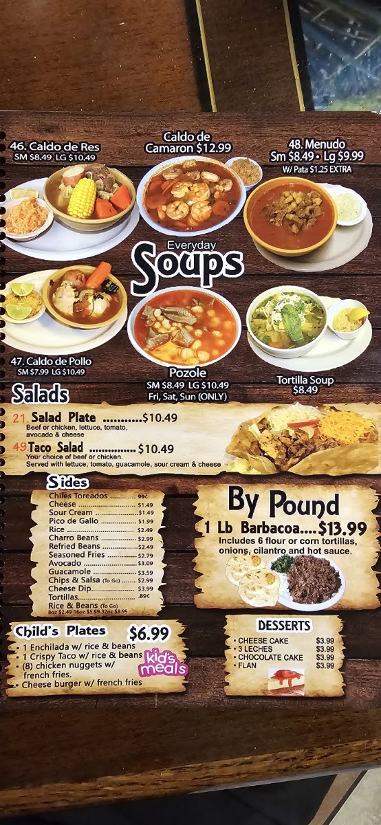 Taqueria San Juan menu board