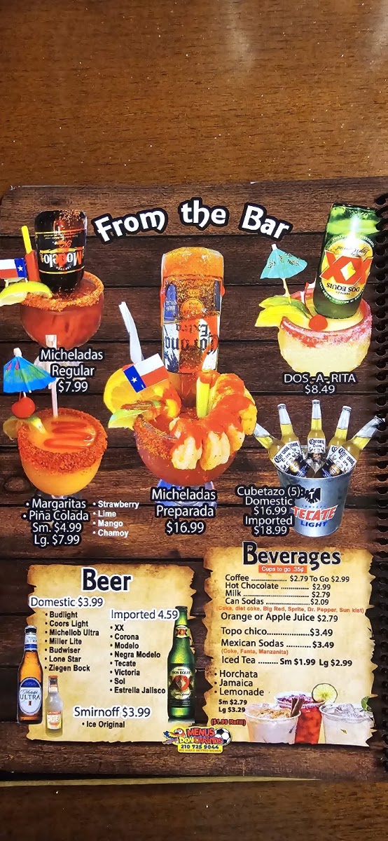 Taqueria San Juan menu board