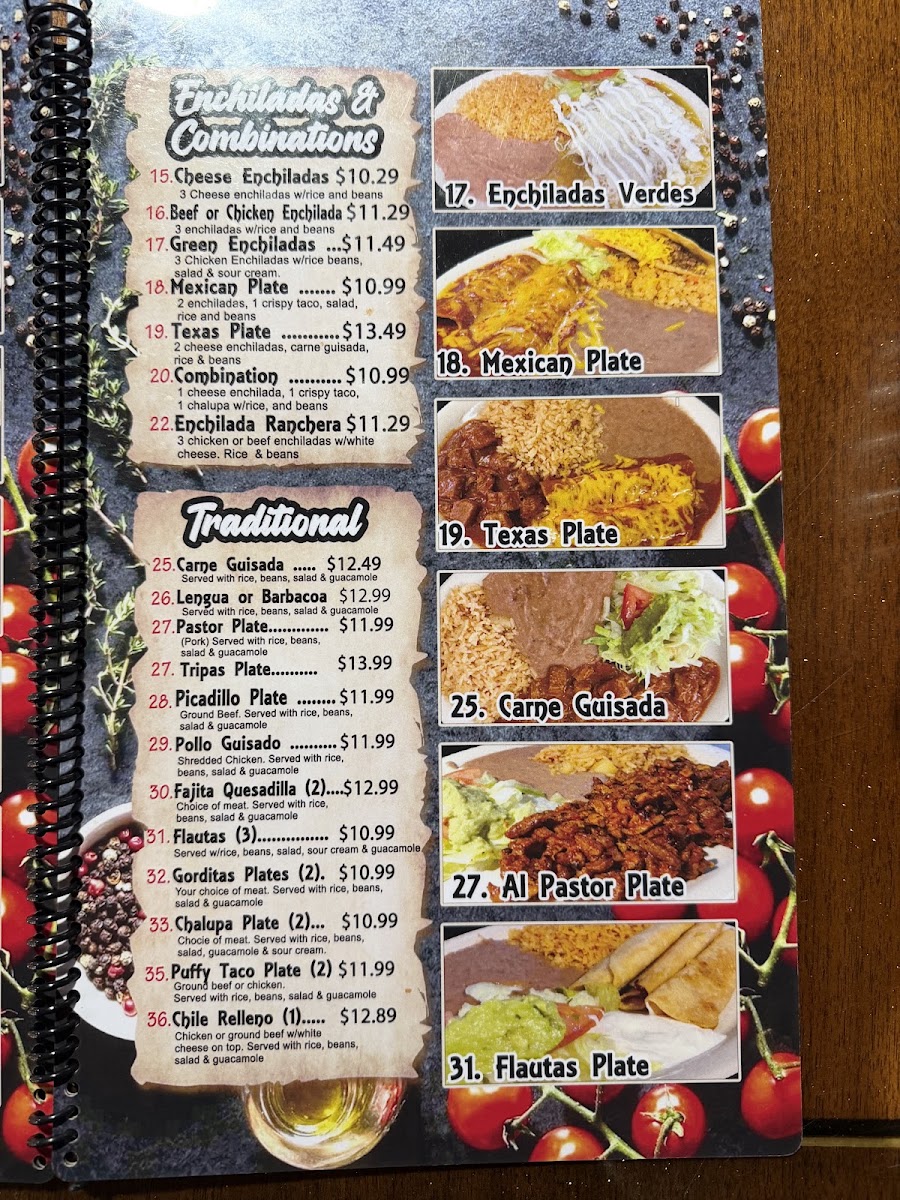 Taqueria San Juan menu board