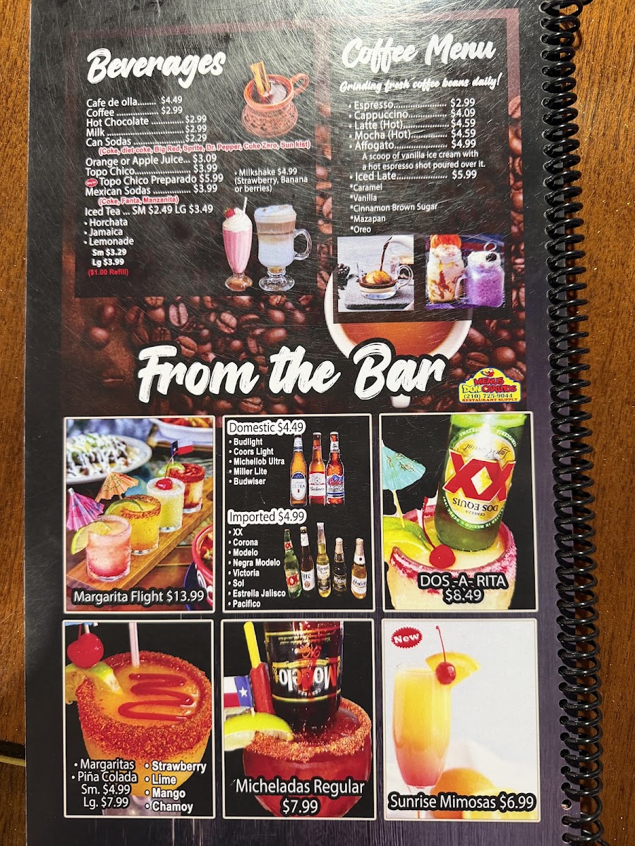 Taqueria San Juan menu board