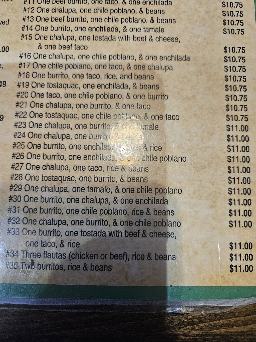 El Poblano Mexican Restaurant menu board