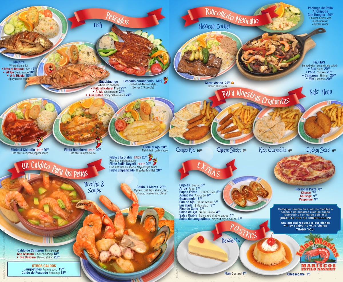 Las Islas Marias Chicago Ridge menu board