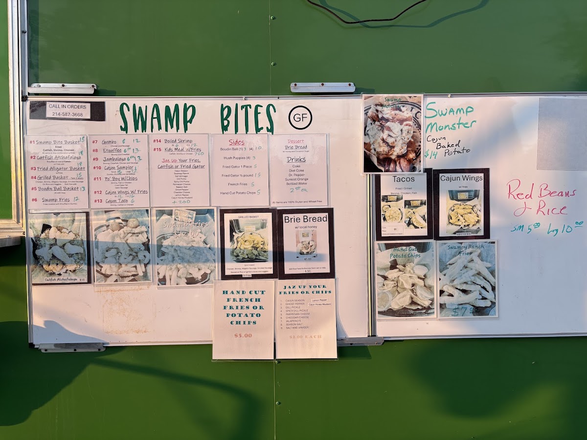 Swamp Bites Cajun menu board