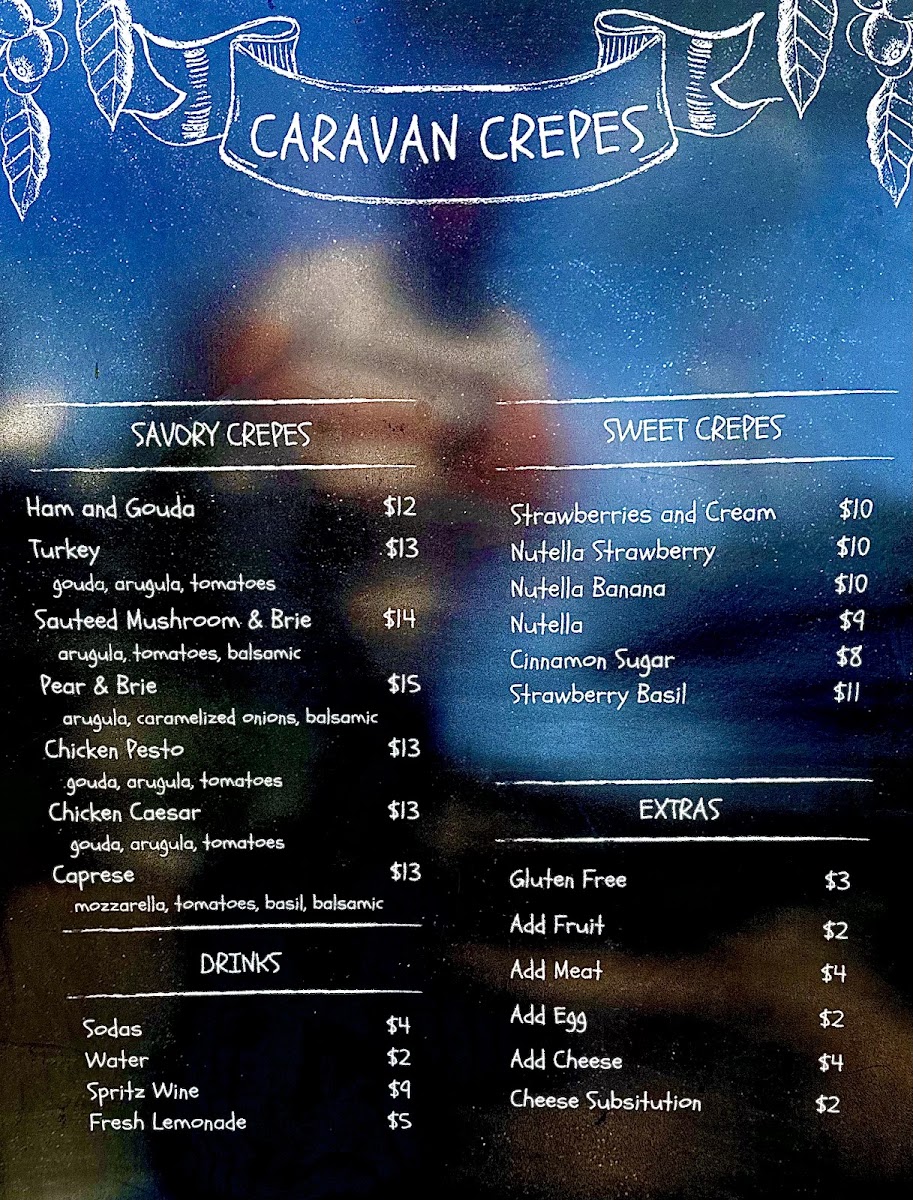 Caravan Crepes menu board