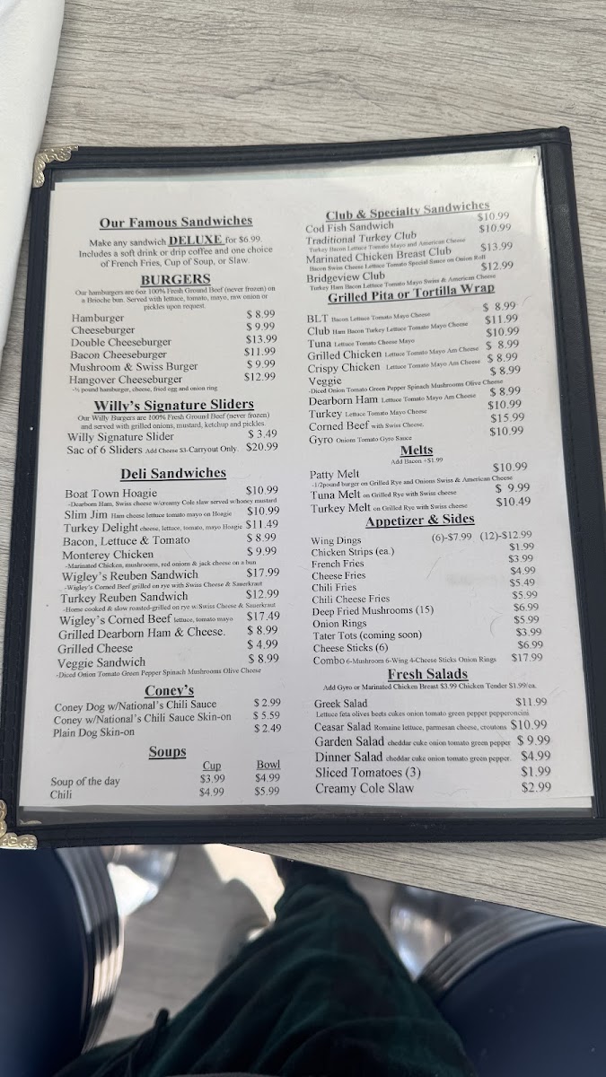 Jane’s Bridgeview Bistro menu board