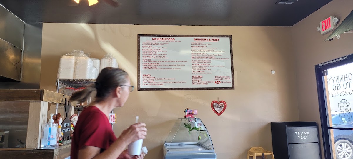 Johnny's To Go menu board