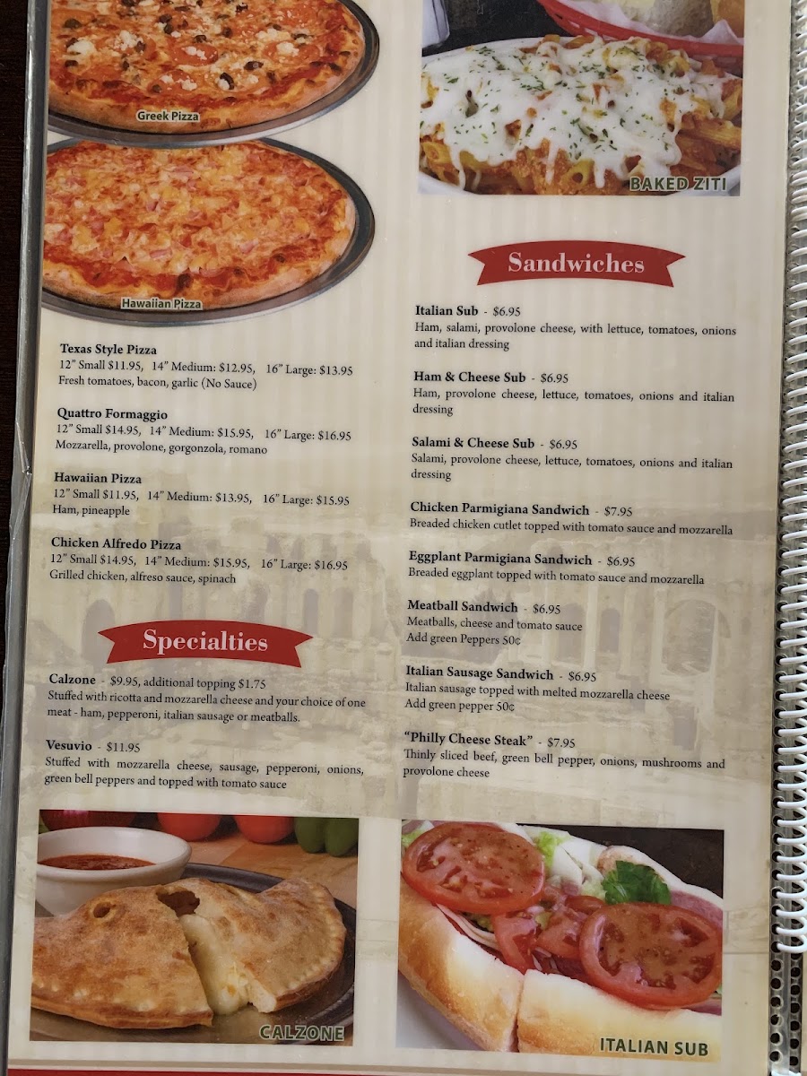 Figlio's Pizzeria menu board