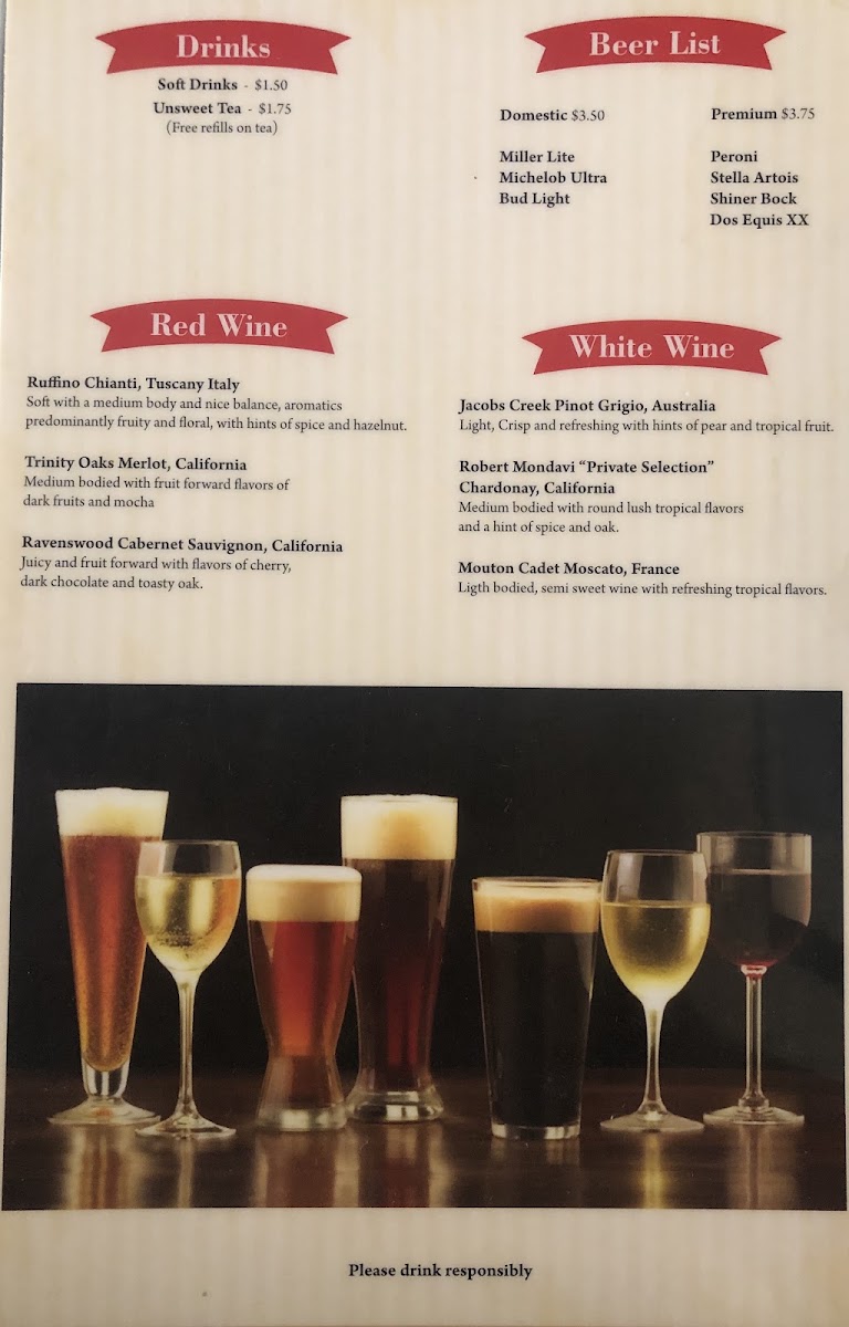 Figlio's Pizzeria menu board