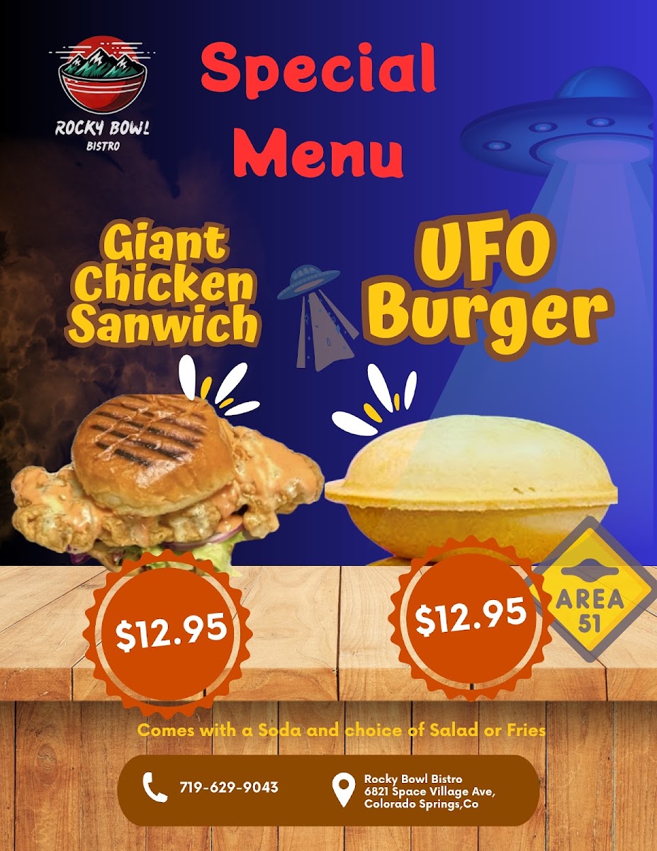 Rocky Bowl Bistro menu board
