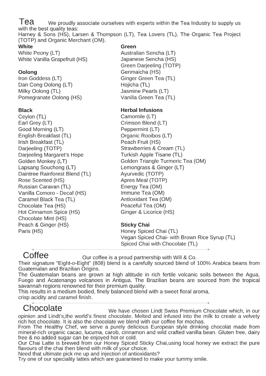Bake Table and Tea menu board
