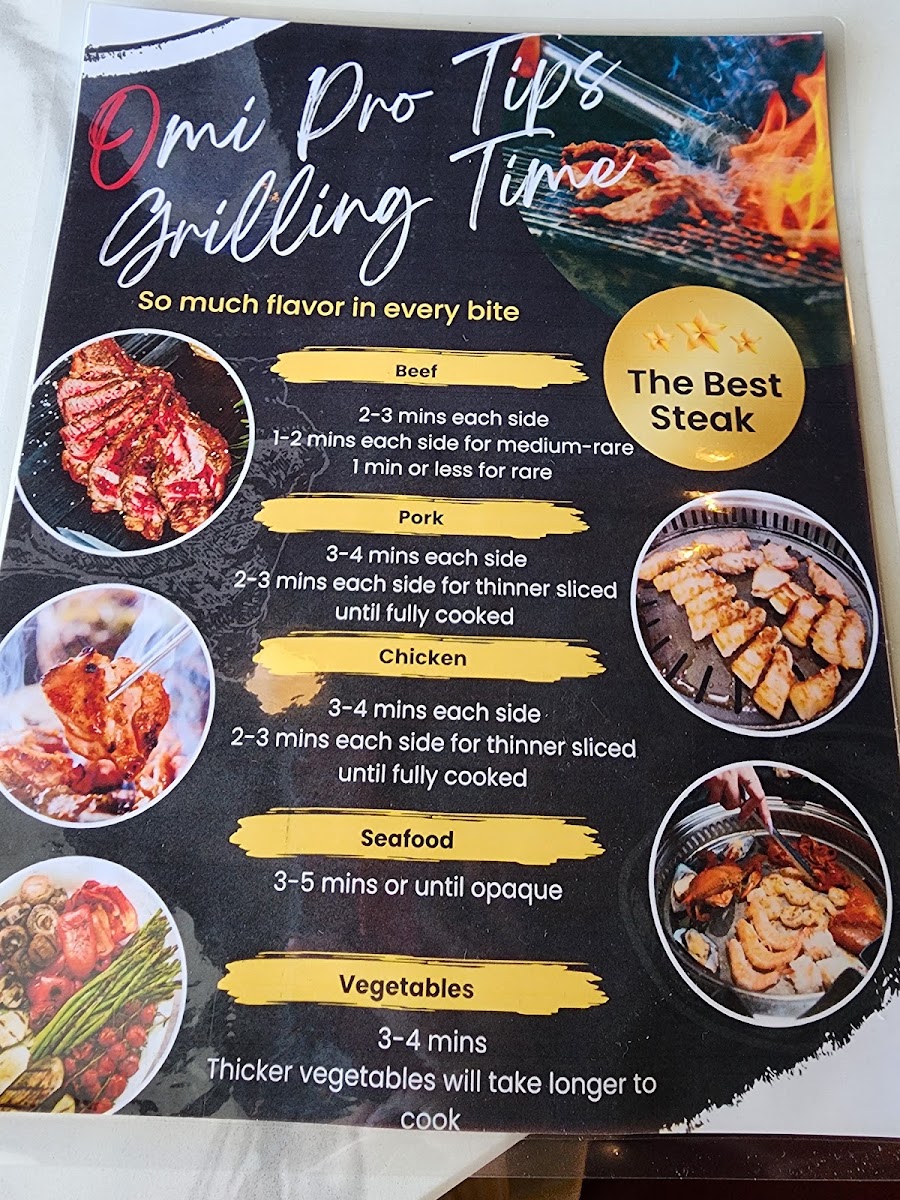 Omi Korean Grill menu board