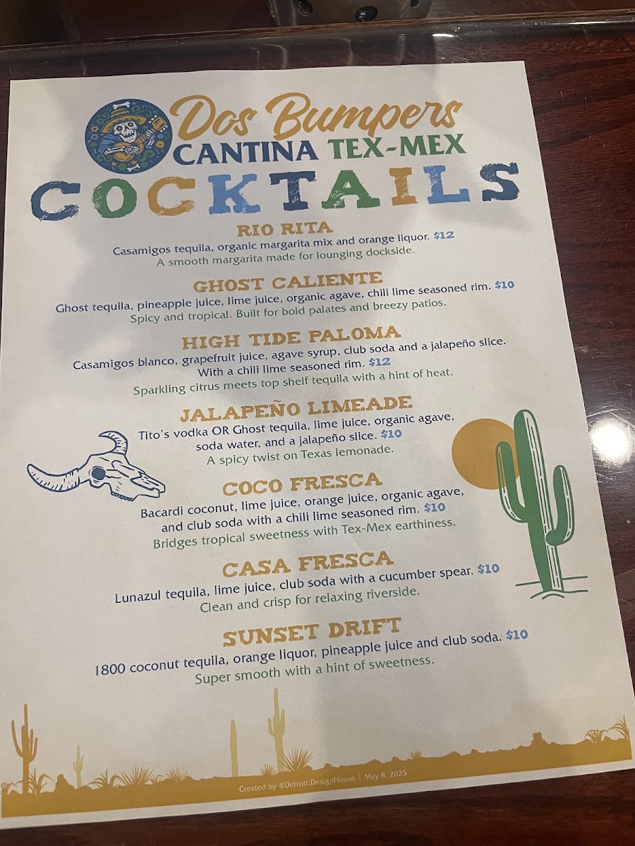 Dos Bumpers menu board