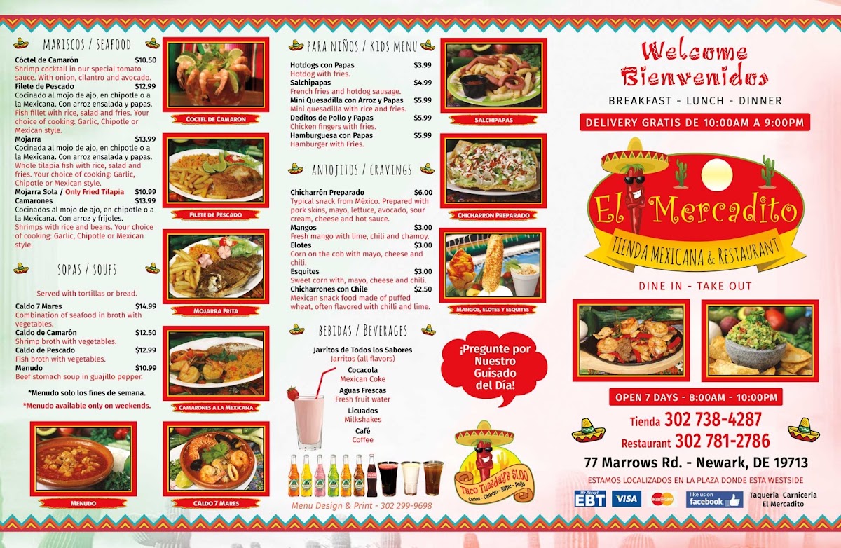 El Mercadito menu board