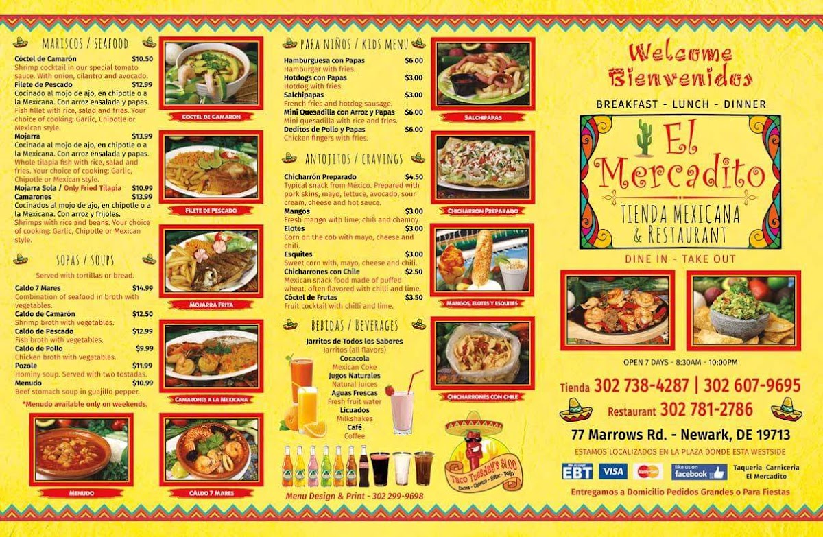El Mercadito menu board