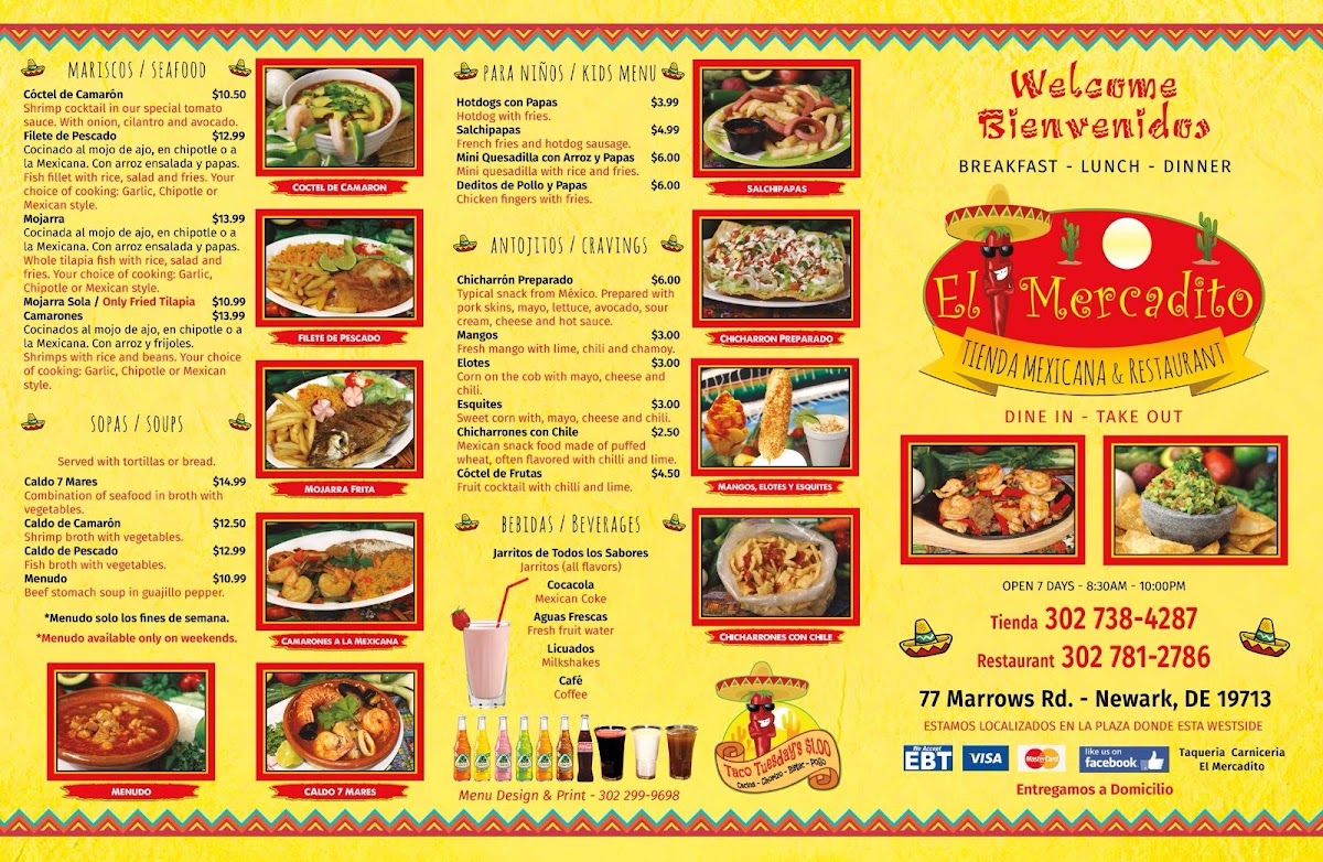 El Mercadito menu board