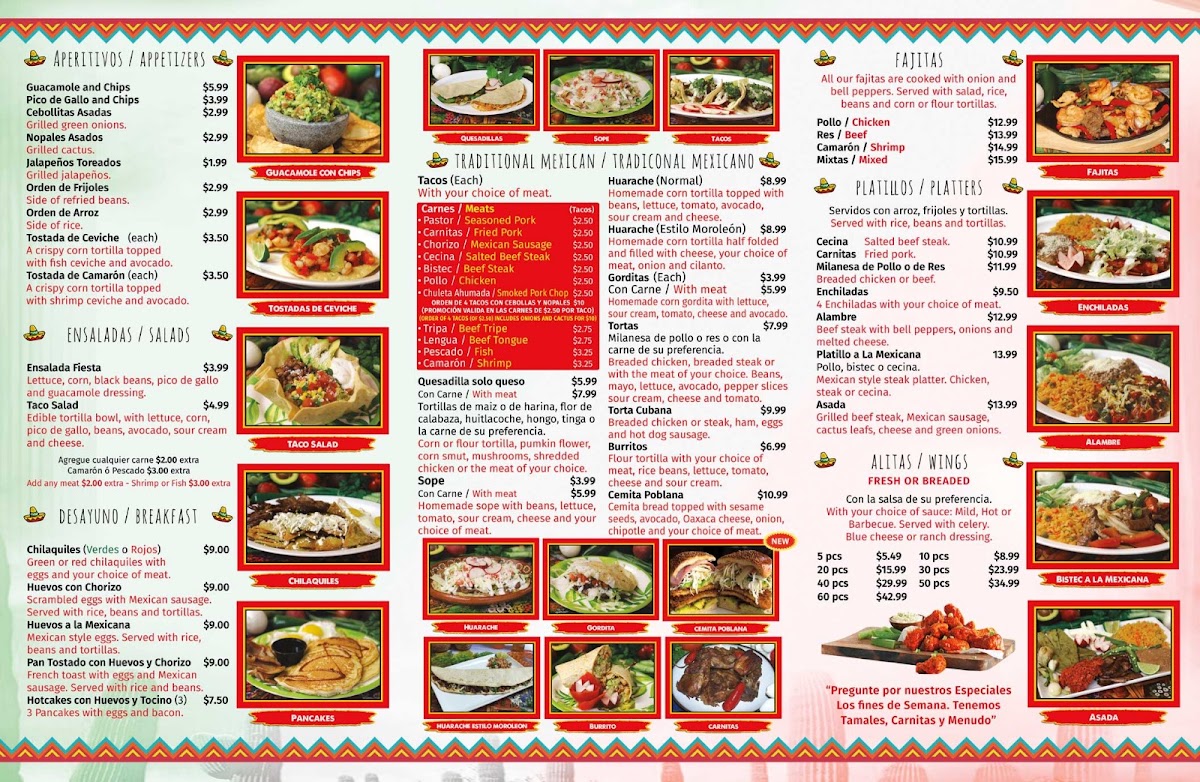 El Mercadito menu board