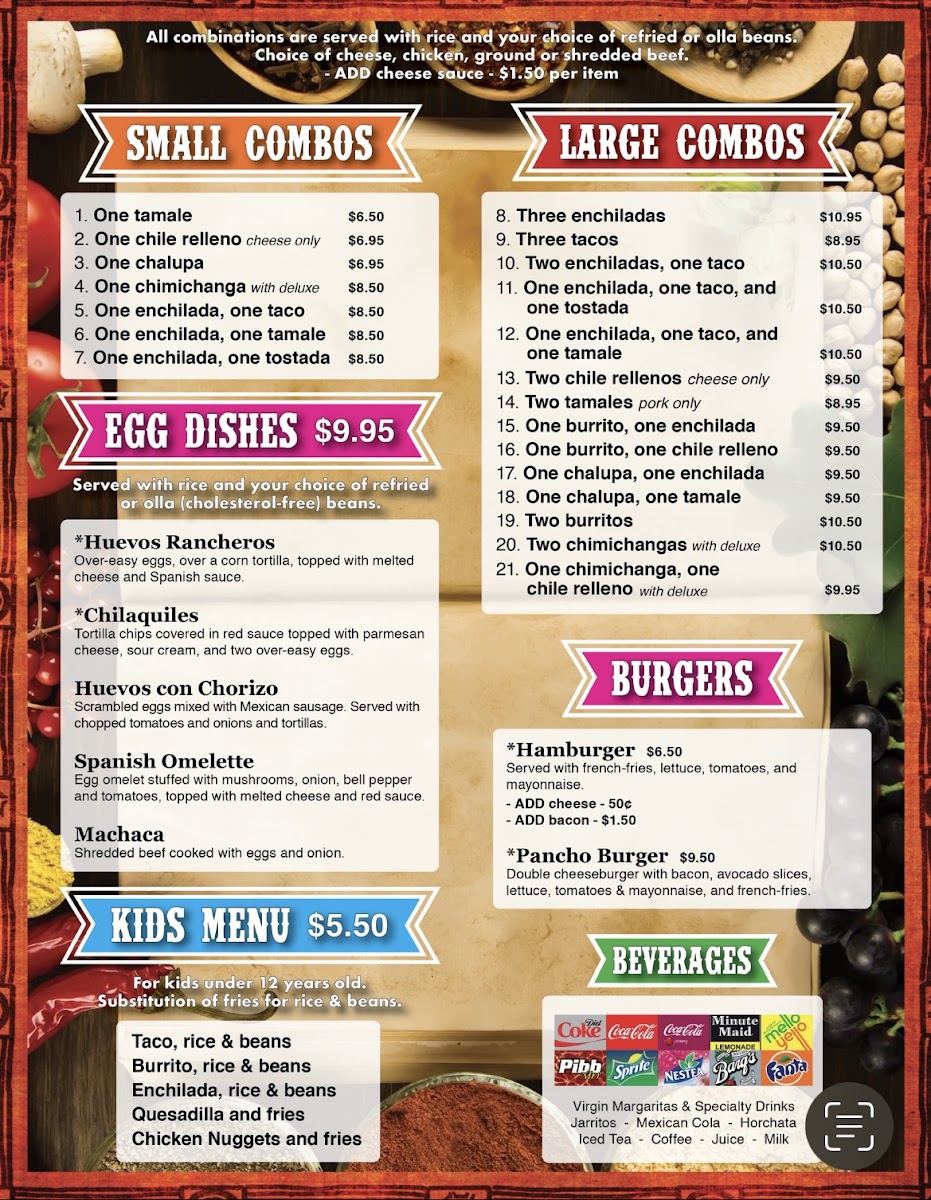 La Casa de Pancho menu board