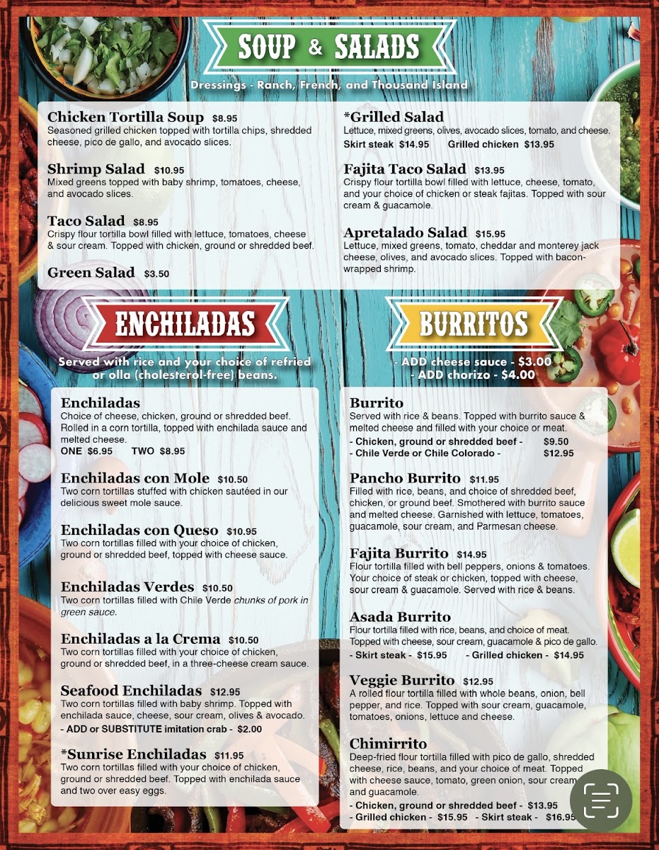 La Casa de Pancho menu board