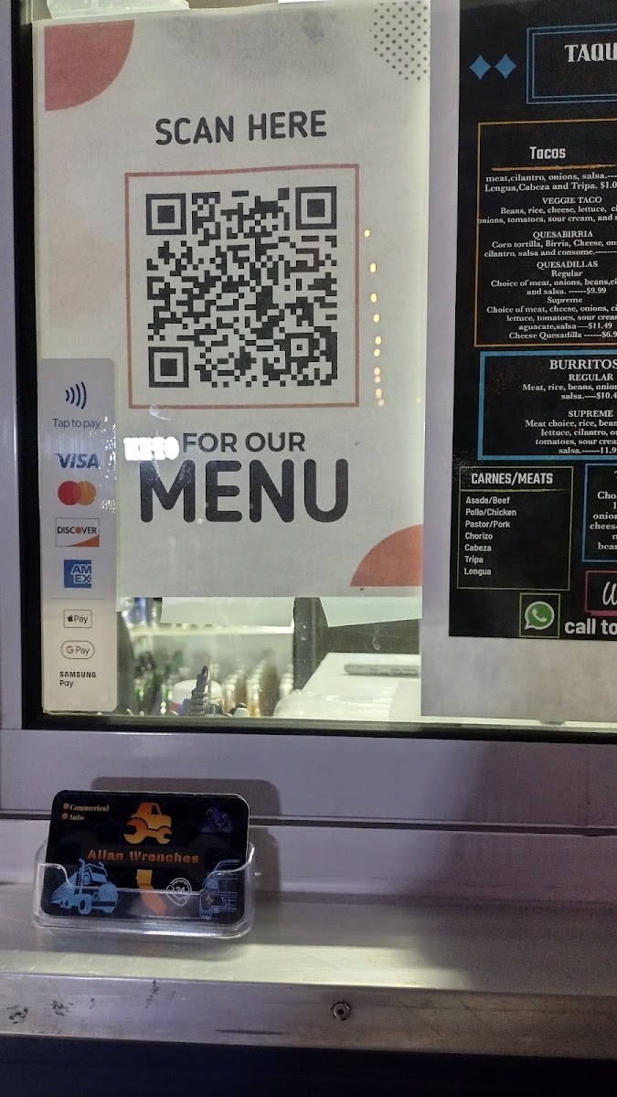 TAQUERIA SANTA FE menu board