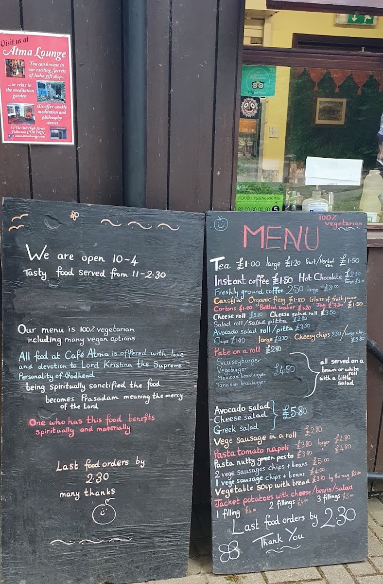 Brockhill Cafe menu board