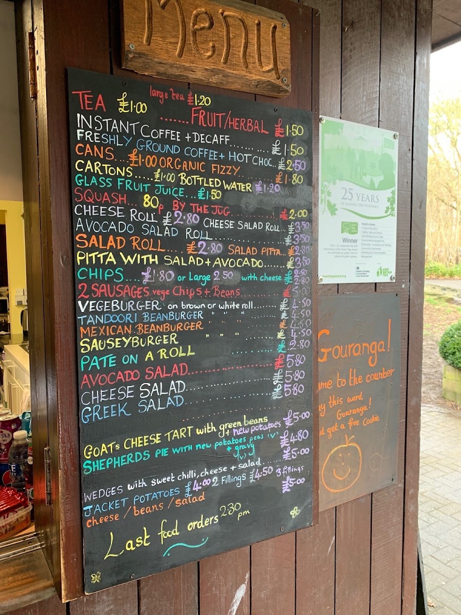 Brockhill Cafe menu board