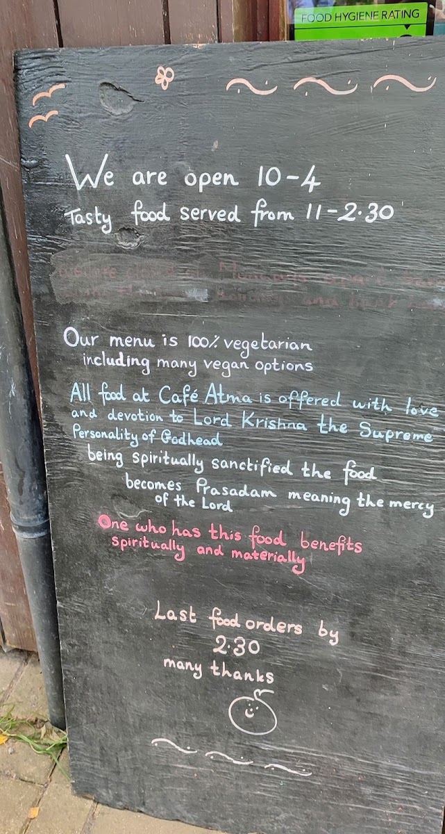 Brockhill Cafe menu board
