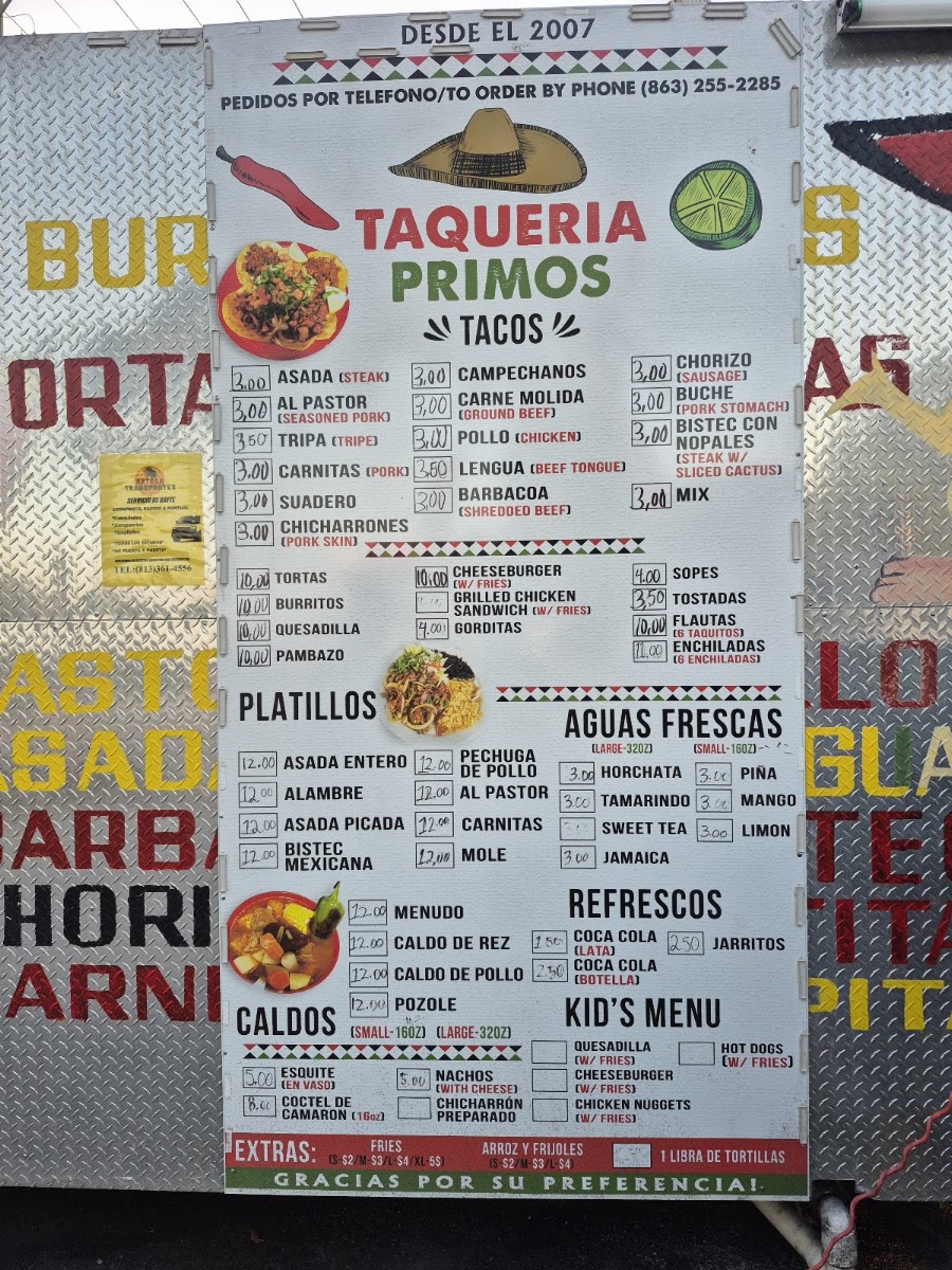 Taco Stand menu board