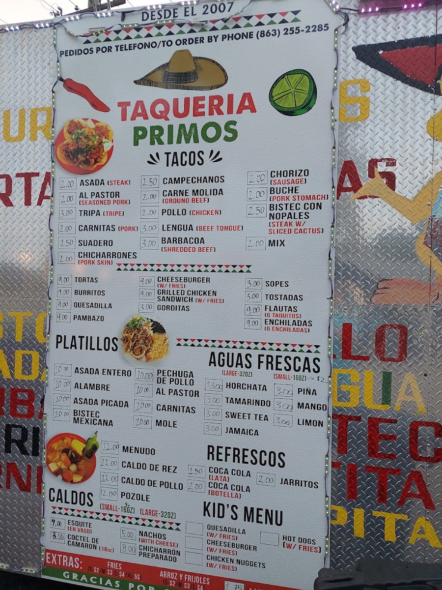 Taco Stand menu board