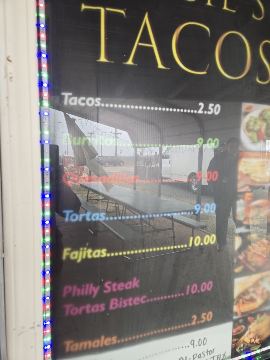 Rosie's Tacos menu board