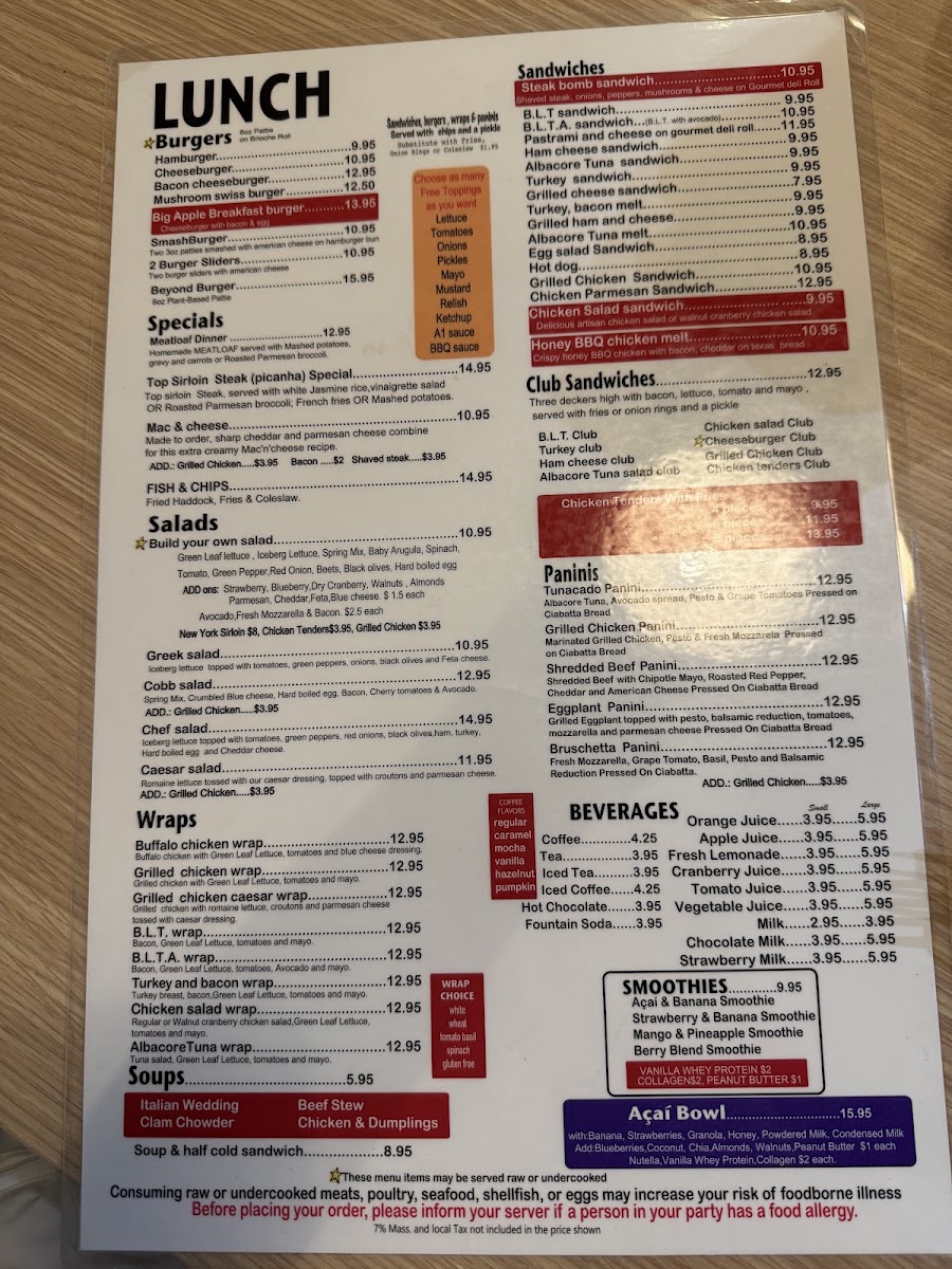 BIG APPLE SHREWSBURY menu board