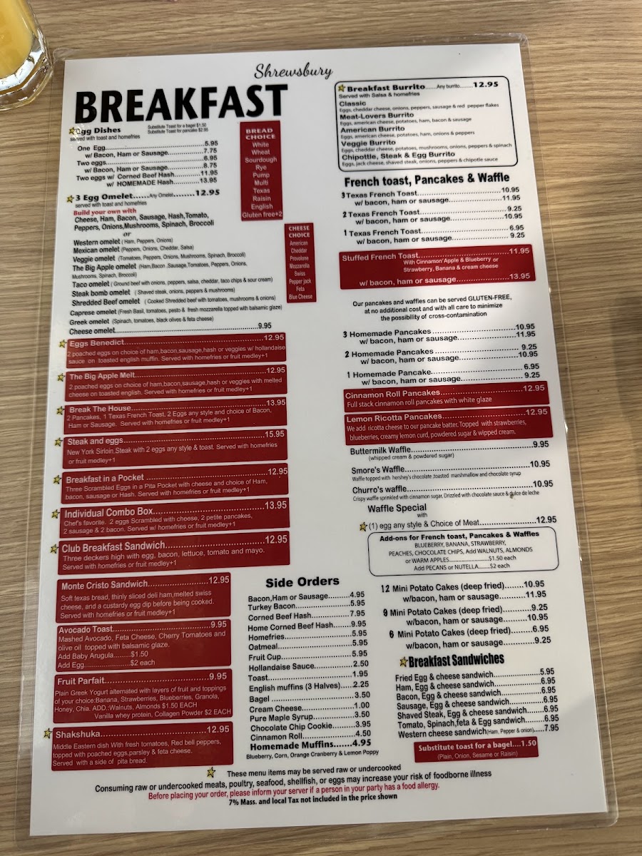 BIG APPLE SHREWSBURY menu board