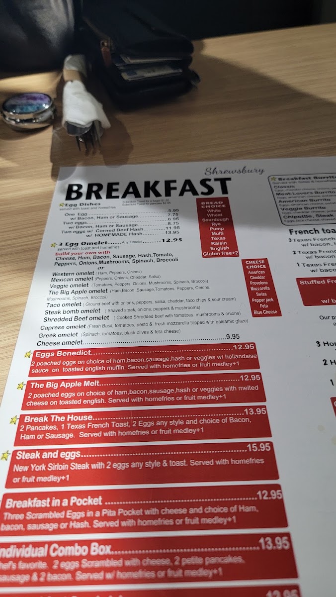 BIG APPLE SHREWSBURY menu board