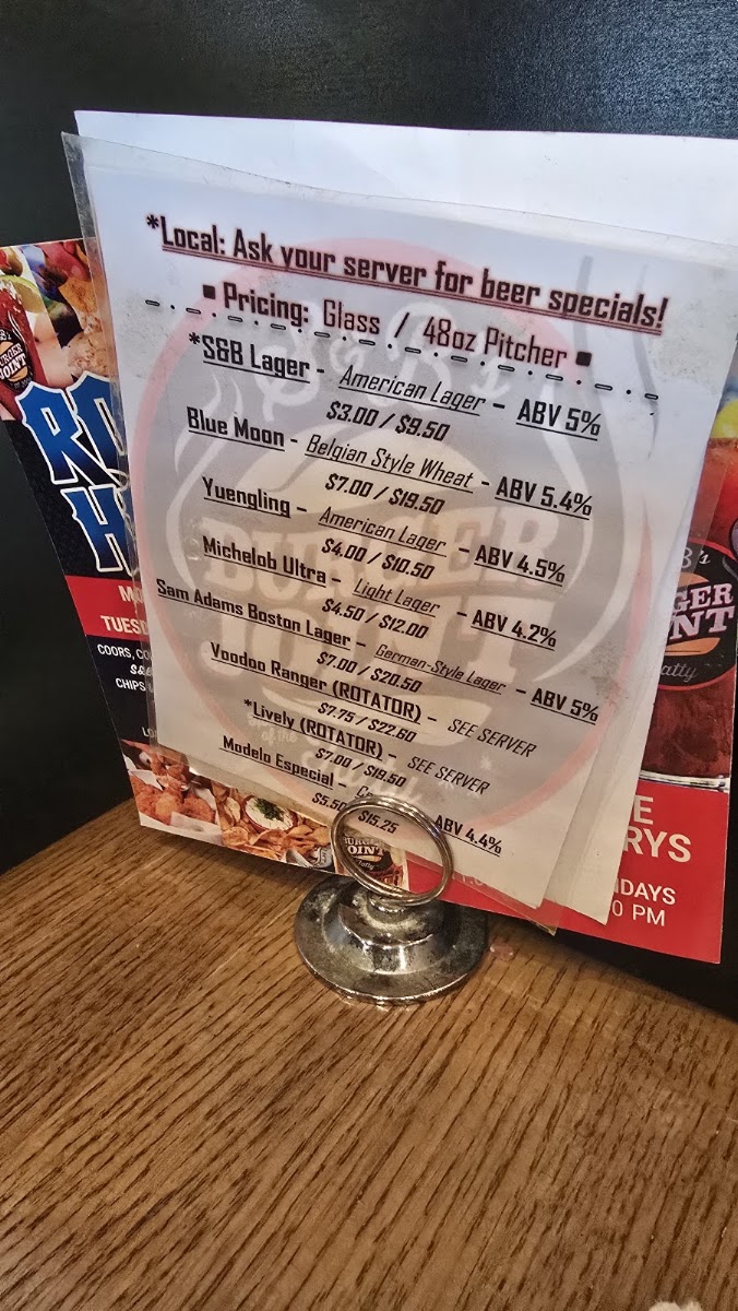 S&B's Burger Joint - East Edmond menu board