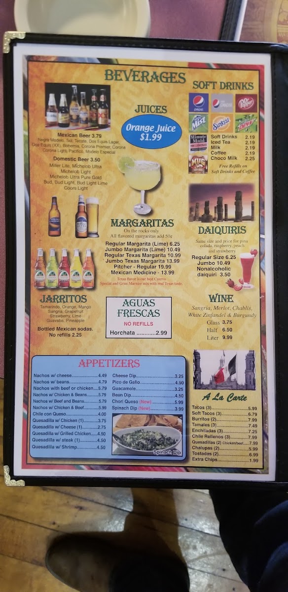 Mazatlan Mexican Restaurant menu board