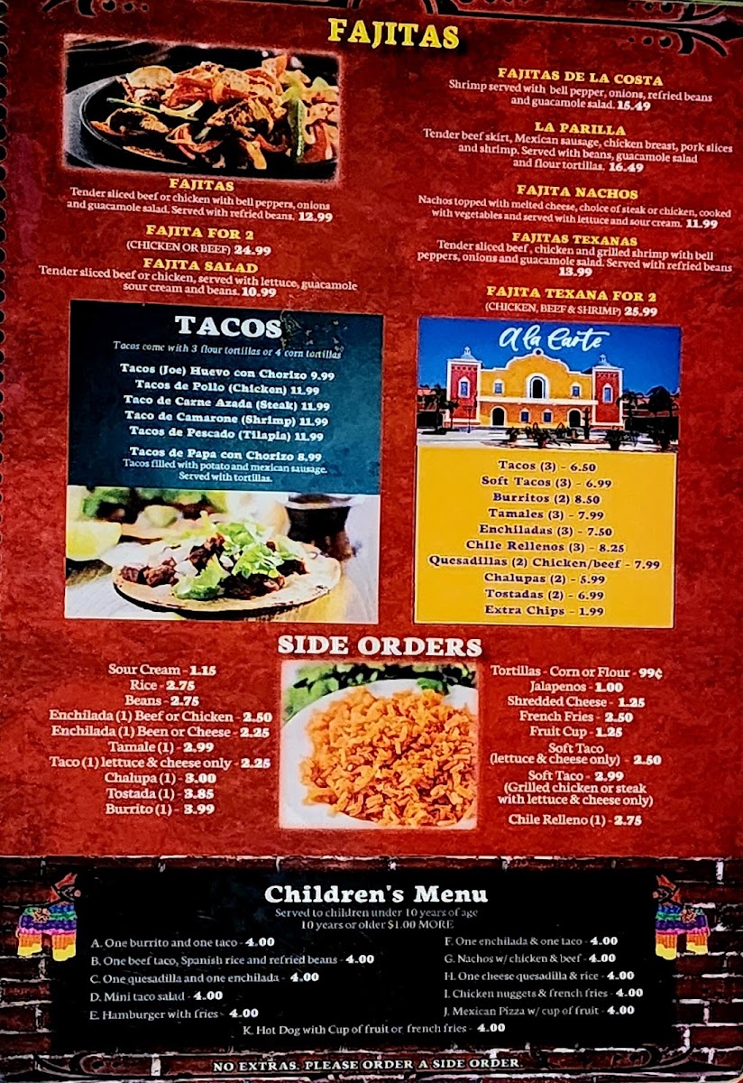 Mazatlan Mexican Restaurant menu board