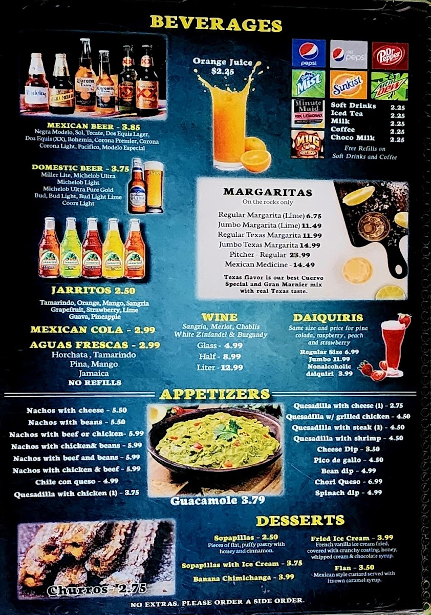 Mazatlan Mexican Restaurant menu board