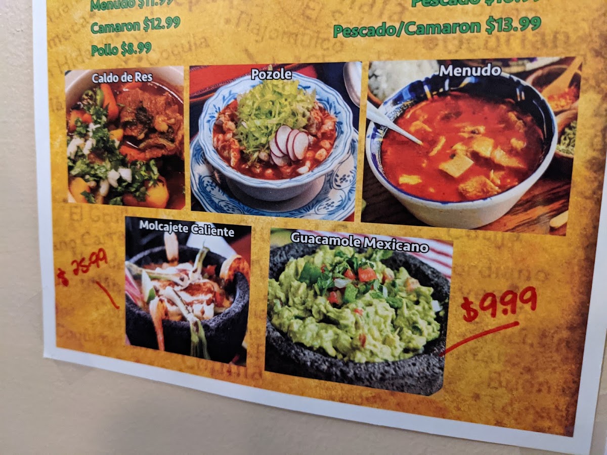 Mazatlan Mexican Restaurant menu board