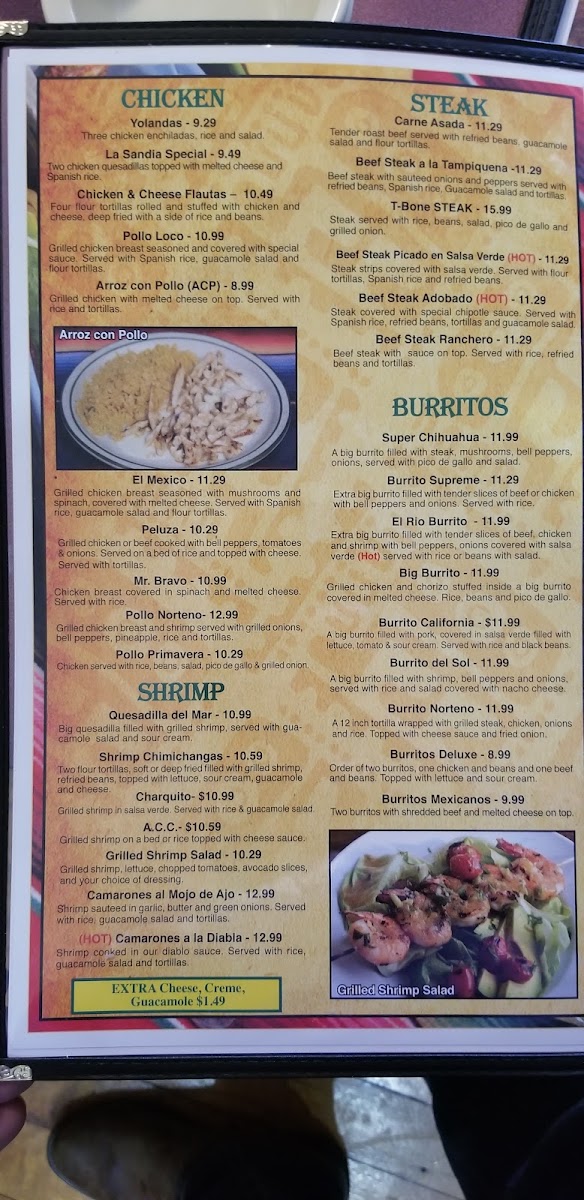 Mazatlan Mexican Restaurant menu board