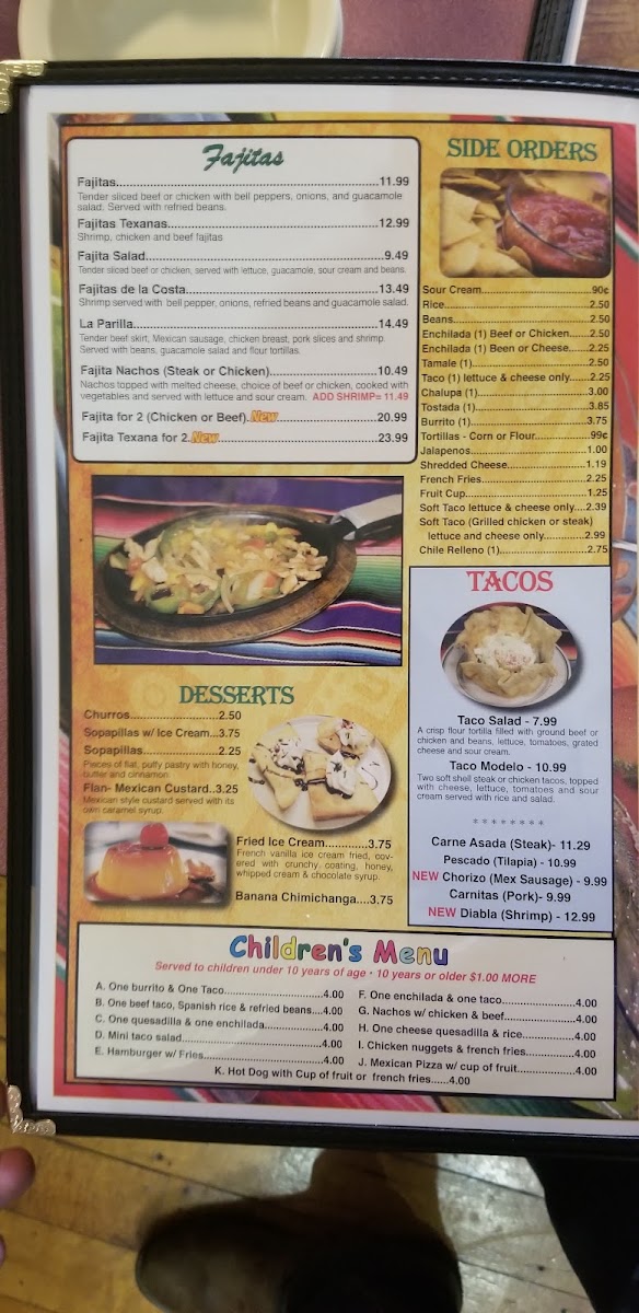 Mazatlan Mexican Restaurant menu board