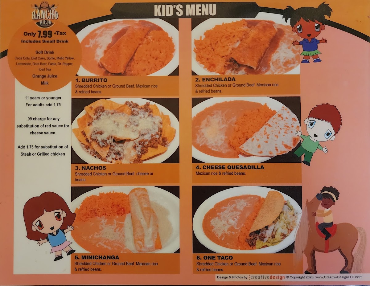 El Rancho Viejo Méxican Restaurant menu board
