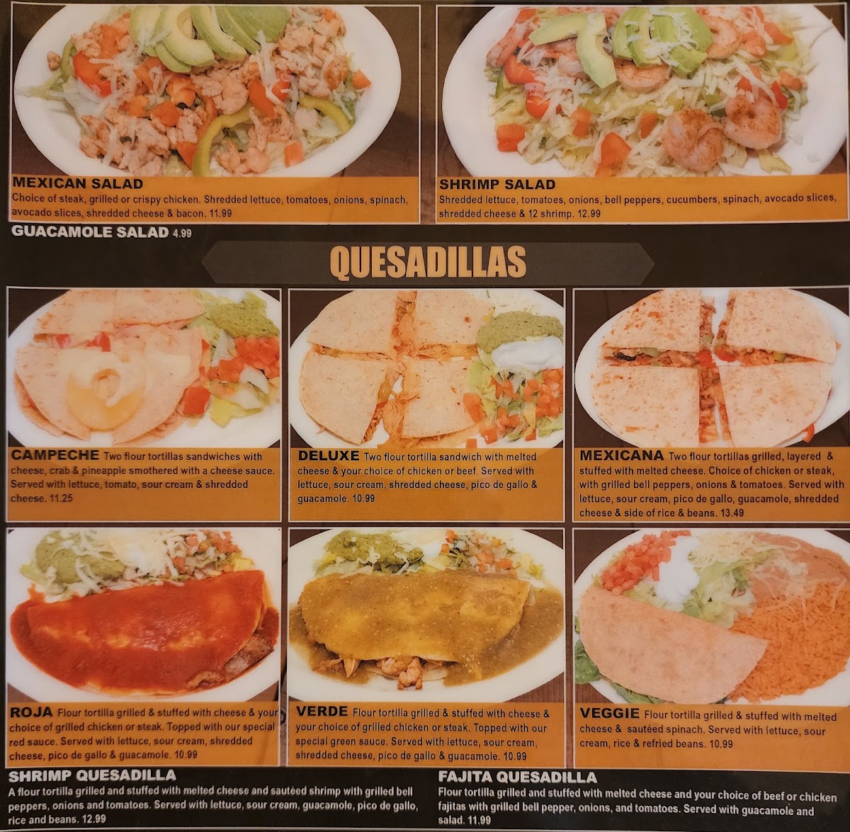 El Rancho Viejo Méxican Restaurant menu board