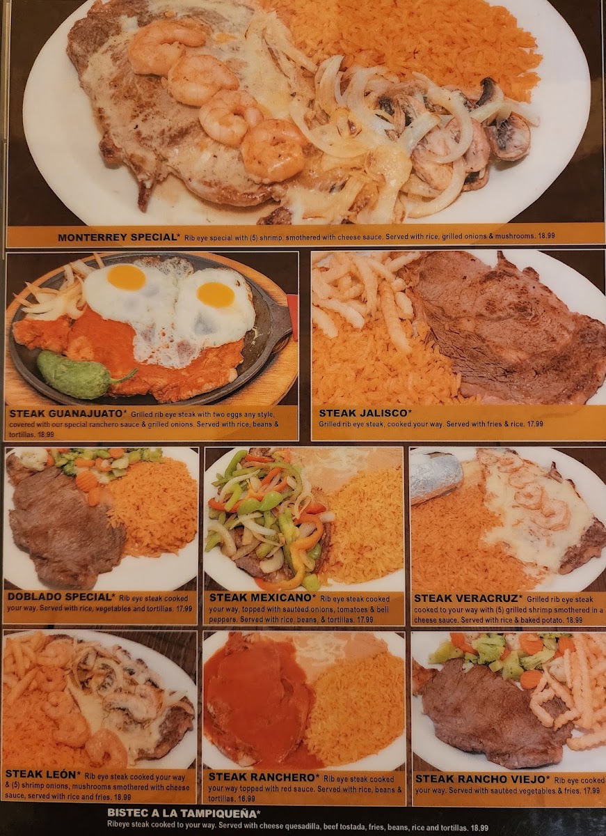 El Rancho Viejo Méxican Restaurant menu board