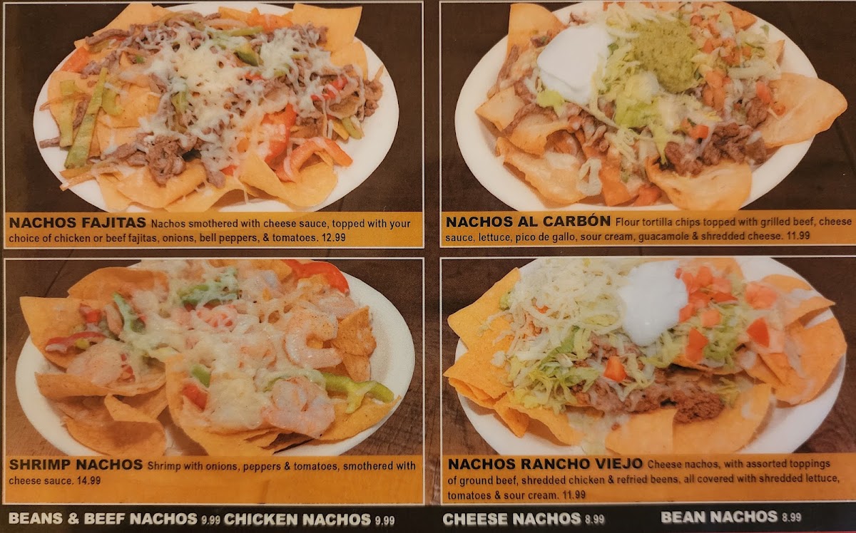 El Rancho Viejo Méxican Restaurant menu board